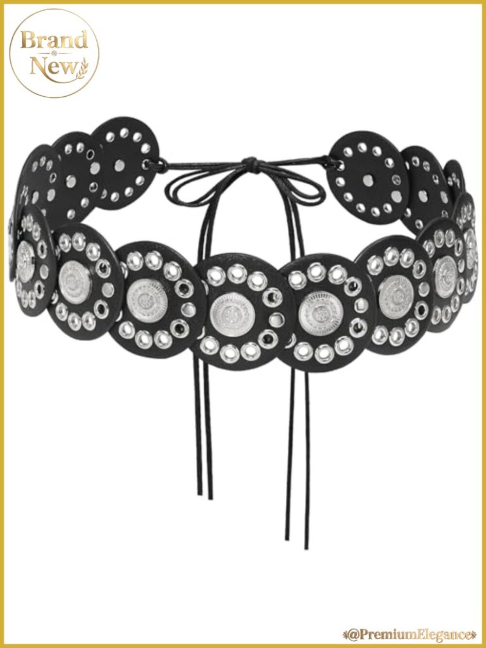 Western Disc Belt Cotton Rope Faux Leather Tie Closure Boho